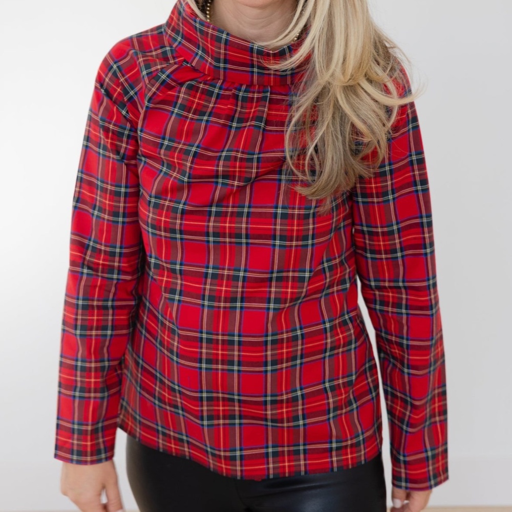 Sail to Sable Red Tartan Top